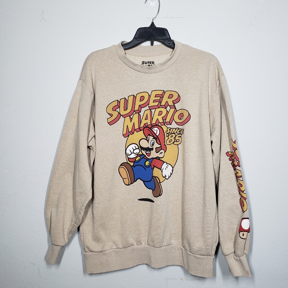 Super Mario Nintendo Tan Sweatshirt Size Medium